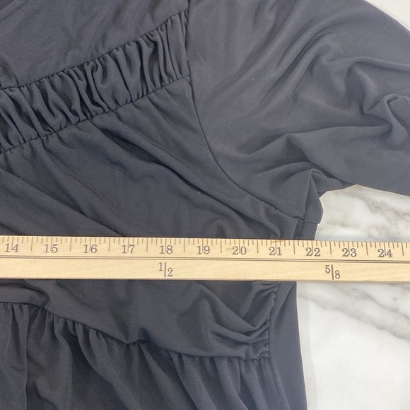 Avenue Midi Dress Women‎ Size 26/28 Plus Black Ruched Detail Flowy Short Sleeve - Picture 10 of 13